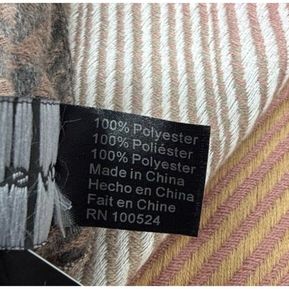 Joy Susan Scarf Geometric Striped Polyester Fringe Cozy Shawl Long Pink Tan - Picture 4 of 5